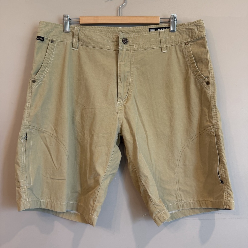 Kuhl Shorts Mens Size 38 Green Khaki Hiking Cargo Fishing Vintage Patina Dye